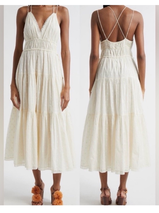 Ulla Johnson Dresses & Skirts - Ulla Johnson Freya Jacquard Tiered Cotton Ivory Cream Dress